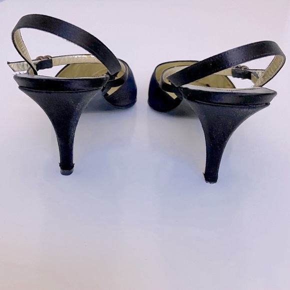 Chanel Satin Slingback Pumps with Rhinestone CC Clasp - Picture 2 of 7